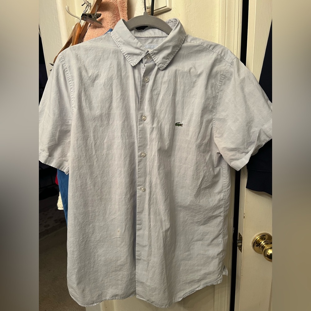 Lacoste Men's Blue Polo Shirt size 4-medium AND a Freebie Lacoste button up - Picture 5 of 7